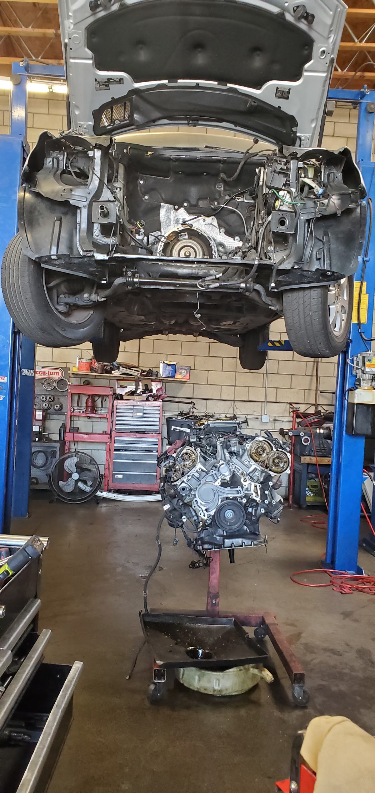 Engine work in progress at General Auto Service