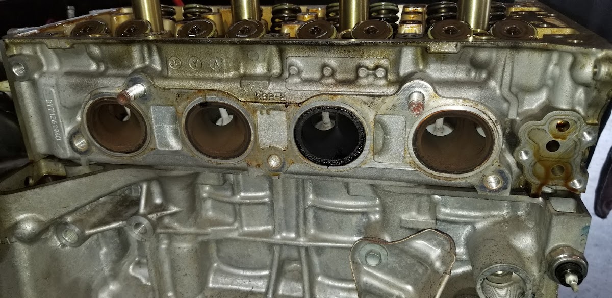 Cylinder head close-up during an engine job